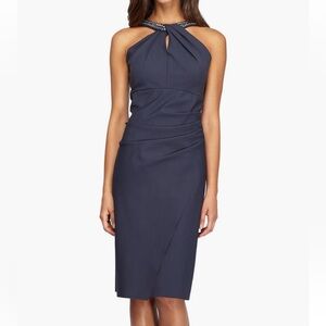 Alex Evenings Navy Halter Midi Dress